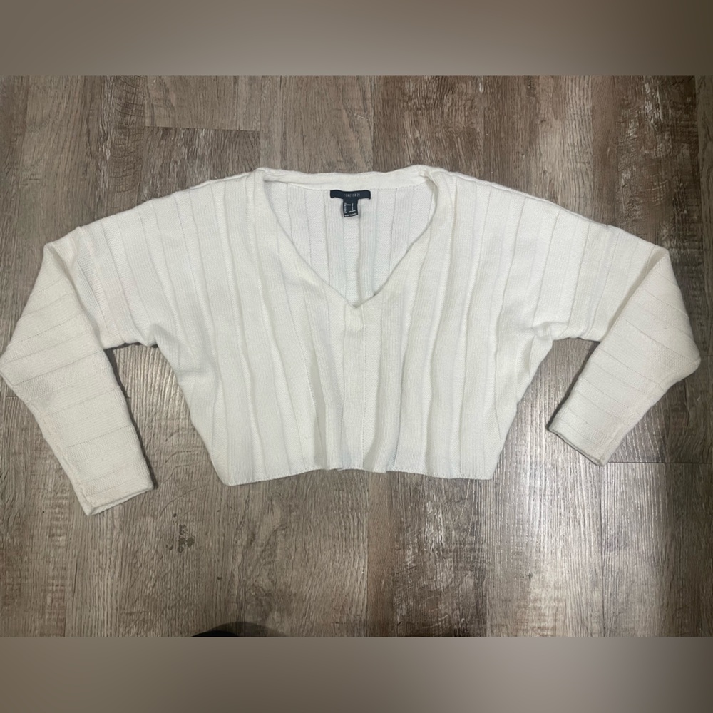 white cropped sweater